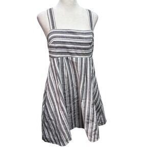 BCBGeneration Striped Tie Back Mini Dress Grey White Burgundy  Medium #1142